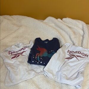 Reebok Kids' White and Navy Unicorn T-Shirts - 3 Pack